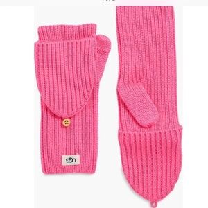 NWT UGG Cozy Knit Flip Top Thumb hole Fingerless Mittens In French Pink One Size